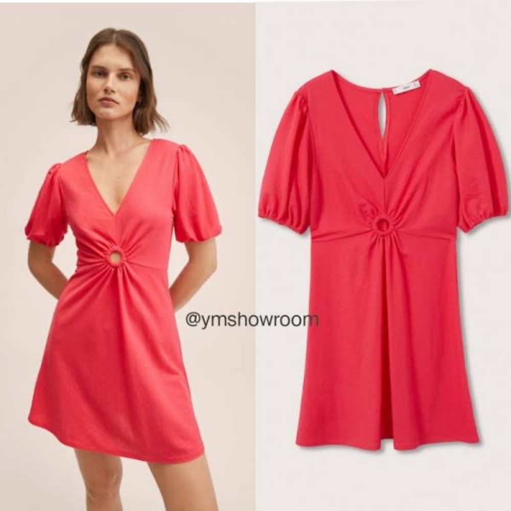 Mango Puffed Sleeve Dress (NWT)